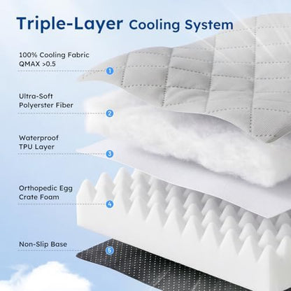 ZOMISIA Cooling Dog Bed for Crate, Q-Max>0.5 Cooling Mat with Removable Washable Cover, Orthopedic Egg Crate Foam Summer Pad for Extra Large Dogs, 41x27 Inch, Grey - Image 5