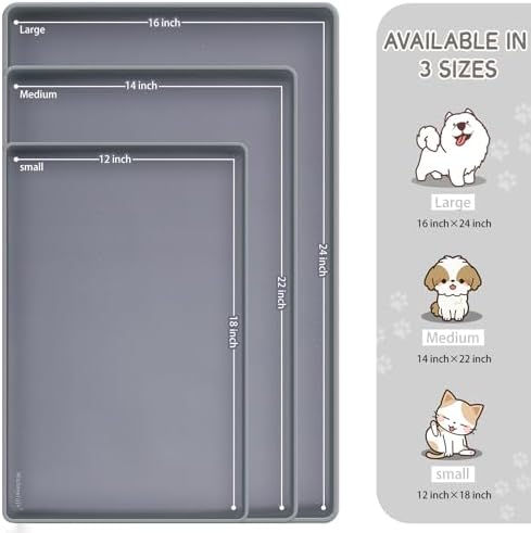 MateeyLife Gray Dog Bowl Mat Surface Texture