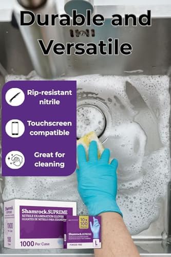 Textured grip detail on Shamrock Supreme blue nitrile examination gloves