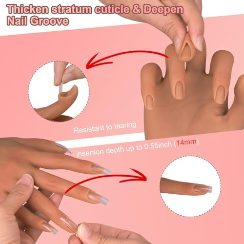 Imene silicone practice hand showing nail groove detail
