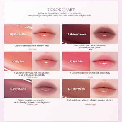 Heart Percent Dote On Mood One Way Glowy Tint, Glass-like High Shine Glossy Finish w/Long-Lasting Luminous Color Lip Stain for Glowy Look, #11.Dawn Mauve - Image 5