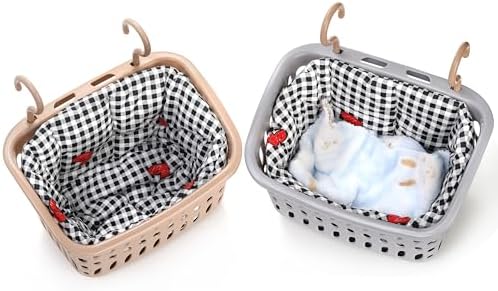 Small pet sleeping in a Deayou chew proof hanging basket