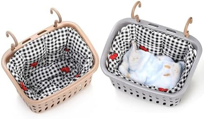 Small pet sleeping in a Deayou chew proof hanging basket