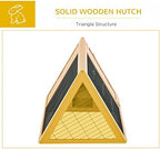 Triangular wooden pet house slanted roof design