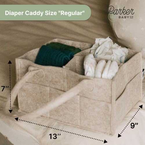 Parker Baby diaper caddy packed with baby essentials