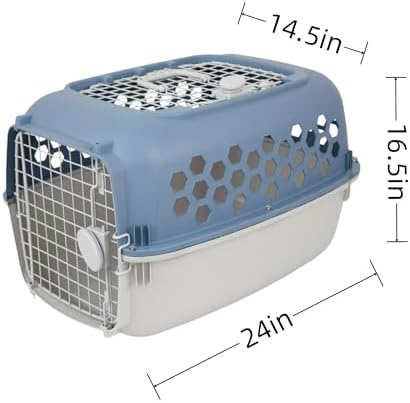 Side view of heavy duty plastic pet kennel with ventilation slots