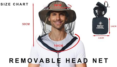 G Giepht bug netting worn over a hat