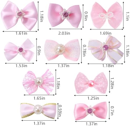 Pistha puppy hair bows with rhinestones and lace
