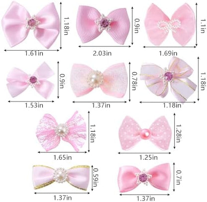 Pistha puppy hair bows with rhinestones and lace