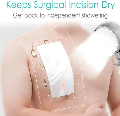 GoToHere post surgical water barrier transparent shield showing the non-adhesive center pad design.
