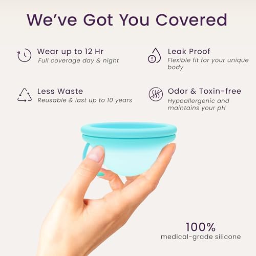 EcoBlossom menstrual disc featuring the integrated removal string and triple rim design.