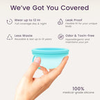 EcoBlossom menstrual disc featuring the integrated removal string and triple rim design.