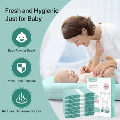 Stack of 6 pack diaper pail refills for home nursery use