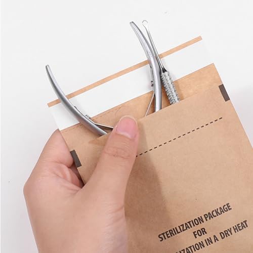 Professional barbershop tools inside kraft paper sterilization bag