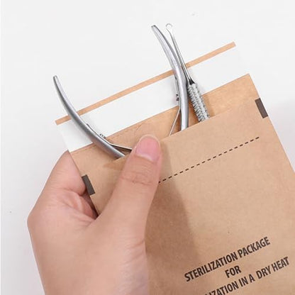Professional barbershop tools inside kraft paper sterilization bag
