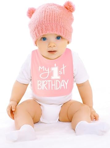 Handmade baby milestone cotton bib highlighting the soft printed text design.