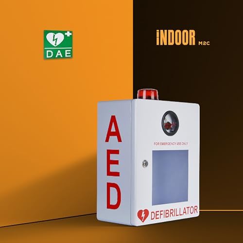 Universal AED storage box with 120 decibel security alarm system