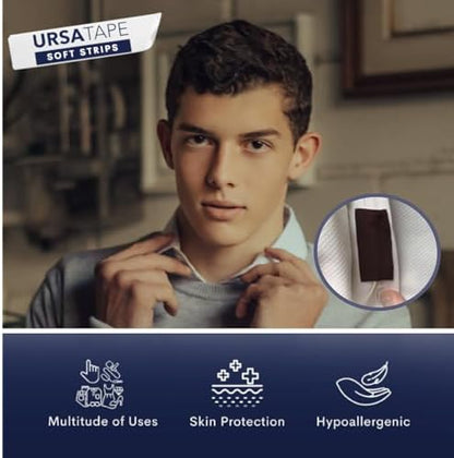 Professional microphone concealment using URSA moleskin soft strips