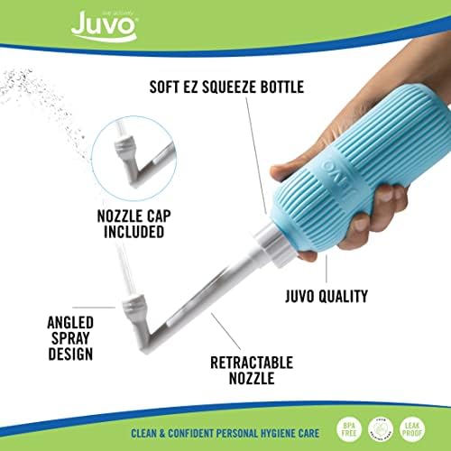Juvo portable bidet kit packed inside its discrete grey travel storage bag.