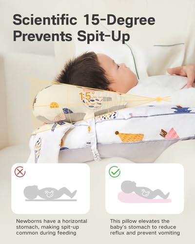 CrystCare baby feeding pillow showing adjustable waist strap
