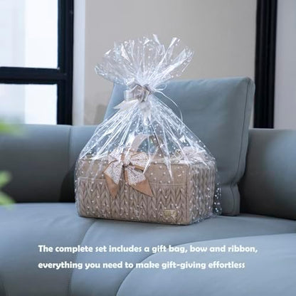 Lukjojo nursery storage basket with leather handles