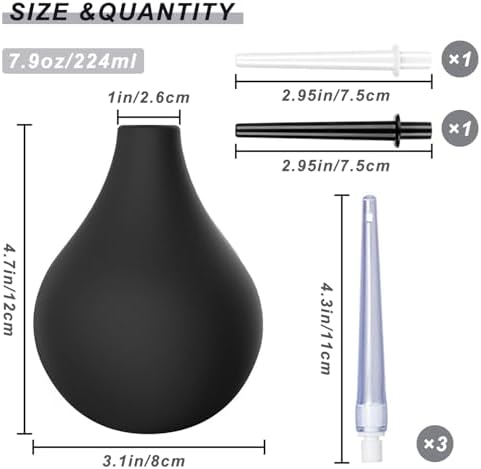Medical grade silicone anal douche kit with interchangeable soft and firm tips.