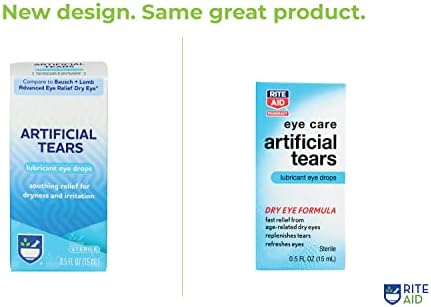 Rite Aid sterile lubricating eye drops packaging showing active ingredients