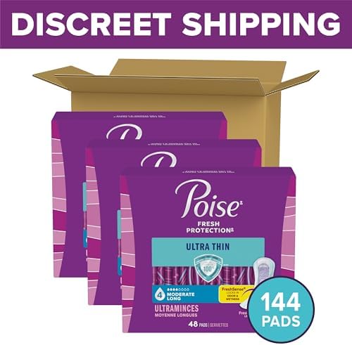 Poise 4 Drop moderate absorbency long length bladder leak pads packaging