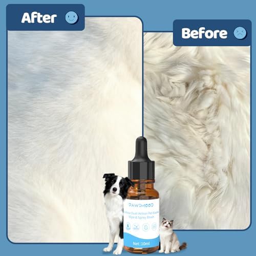 Pawimood no rinse pet deodorizing spray essence packaging size comparison graphic.