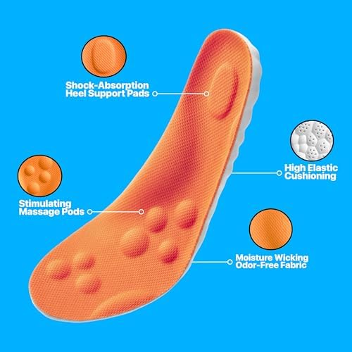 Side profile of memory foam insoles highlighting the arch support contour.
