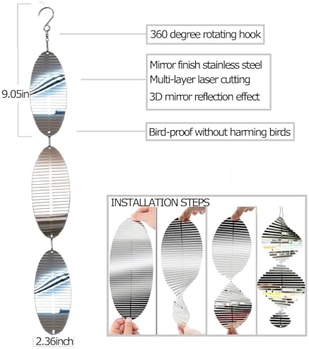 Outdoor bird deterrent devices hanging on a tree