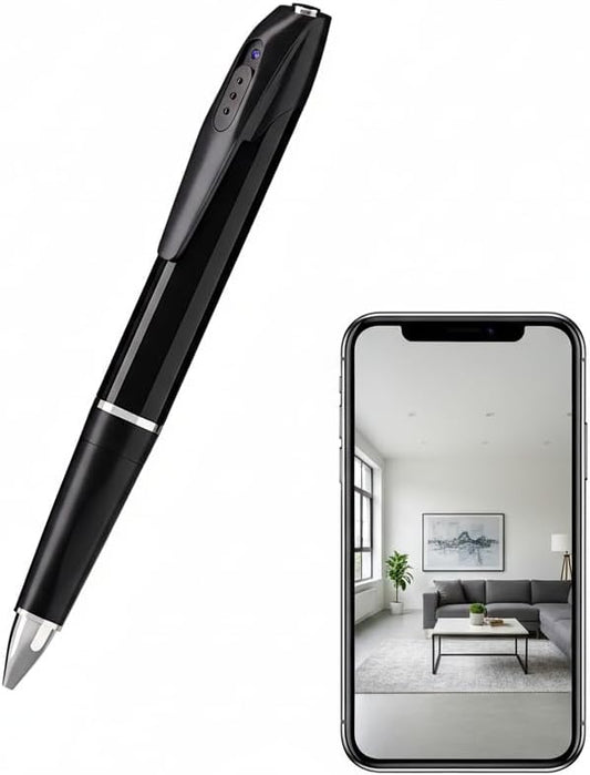 Unohoe pen camera front view showing writing tip and lens
