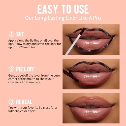 iMethod Lip Stain - Lip Liner Stain, Peel Off Lip Stain with Tweezer, Natural Long Lasting Lip Stain Peel Off, Waterproof, Easy to Use, Stay On All Day, Nude Pink - Image 6