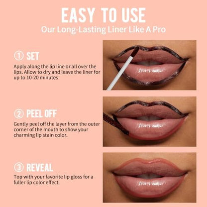 iMethod Lip Stain - Lip Liner Stain, Peel Off Lip Stain with Tweezer, Natural Long Lasting Lip Stain Peel Off, Waterproof, Easy to Use, Stay On All Day, Nude Pink - Image 6