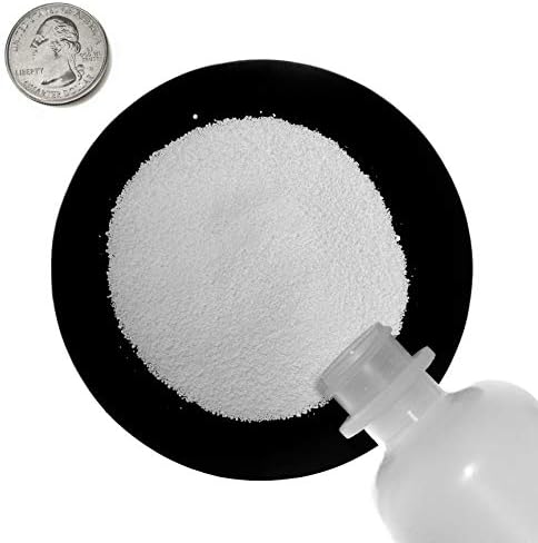 Side angle of leakproof polypropylene bottle containing laboratory grade sodium perborate.