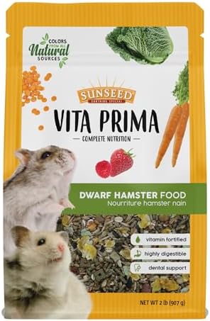 Sunseed vitamin fortified dry mix for dwarf hamsters rich in ancient grains and seeds
