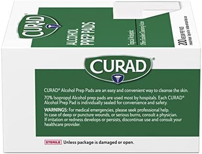 Comparison of Curad medium size prep pads showing thick 2-ply quilted texture.