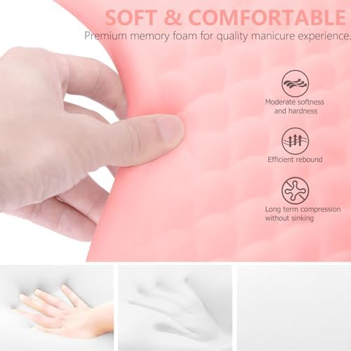 Manicure hand rest cushion with gold legs on nail desk
