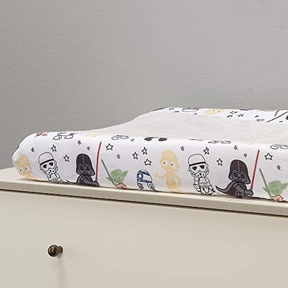 Authentic Star Wars themed infant diaper changing pad mat cover with R2D2 and C3PO graphics