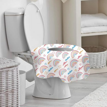 Peyazoco portable public restroom protection sheet draped over a standard toilet bowl