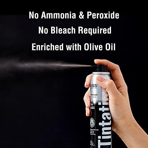 Close up of Kiss Tintation hair spray bottle details