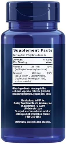 Life Extension Super Selenium Complex supplement facts and ingredient label