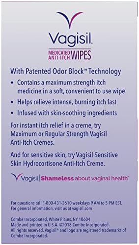 Vagisil medicated wipes with aloe and vitamin E for soothing skin irritation