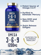 Transparent quick release softgel capsules beside the Carlyle Omega bottle