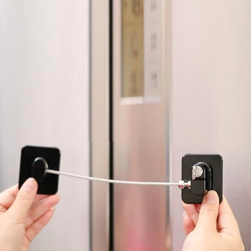 Yeya baby proof cabinet locks installed on a refrigerator door