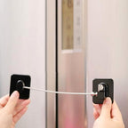 Yeya baby proof cabinet locks installed on a refrigerator door