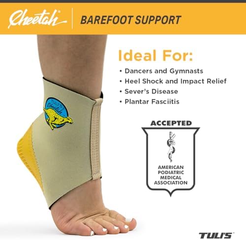 Side view of Tuli's compression ankle sleeve with integrated waffle heel cushion.