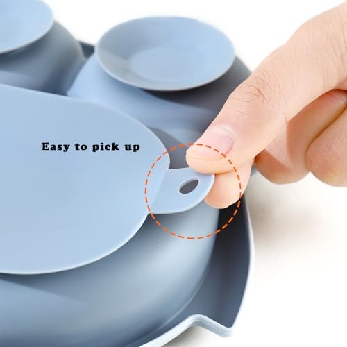 Blue PandaEar owl plate for baby self feeding