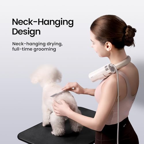 Side profile of JirPet neck dryer showing ergonomic neck fit