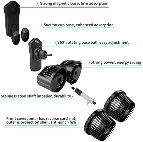 Hygger water circulator pump illustrating the horizontal wide angle water flow distribution.